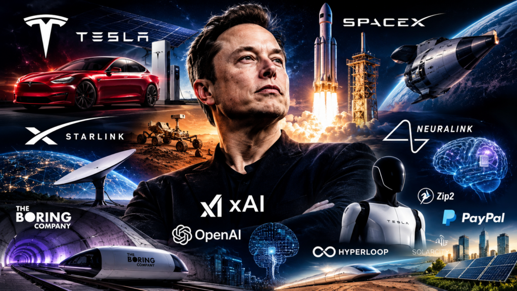 Elon musk space x tesla boring company hyperloop solar city